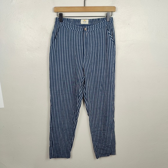 Marine Layer The Tencel Allison Trouser Pants Womens Small Navy Blue Striped - Picture 2 of 10